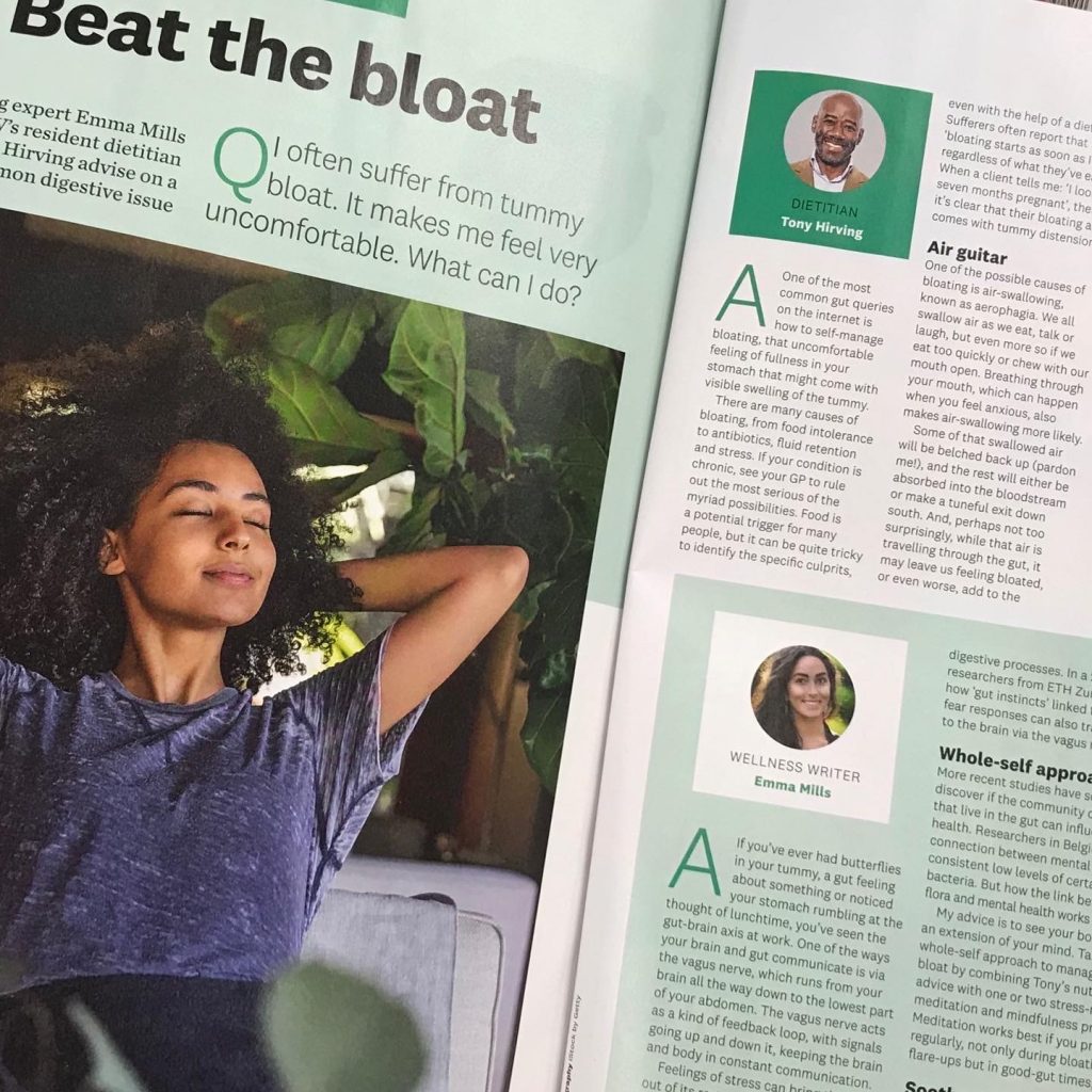 I recently wrote about the gut X Brain Axis for Weight Watchers magazine. I explored the bi-directional relationship between stress and poor gut health, and one or two ways we can use mindfulness based meditation tools to improve gut health. 