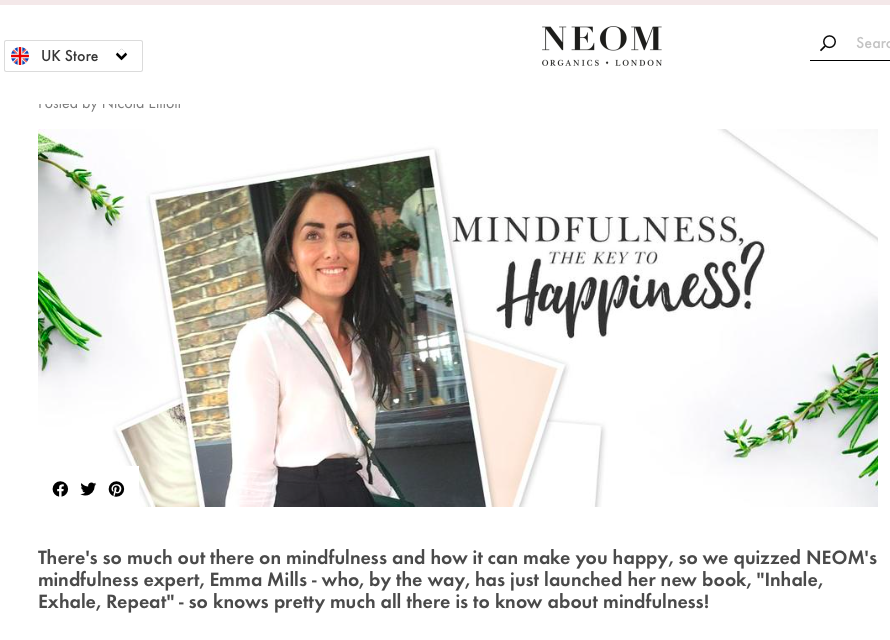 Is Meditation The Key For Positive Energy? There's so much out there on mindfulness and how it can make you happy, so we quizzed NEOM's mindfulness expert, Emma Mills - who, by the way, has just launched her new book, "Inhale, Exhale, Repeat" - so knows pretty much all there is to know about mindfulness!